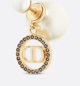 Dior Tribales Earrings • Gold-Finish Metal with White Resin Pearls and Hematite-Colored Crystals