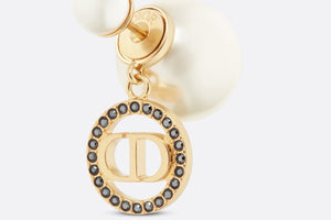Dior Tribales Earrings • Gold-Finish Metal with White Resin Pearls and Hematite-Colored Crystals