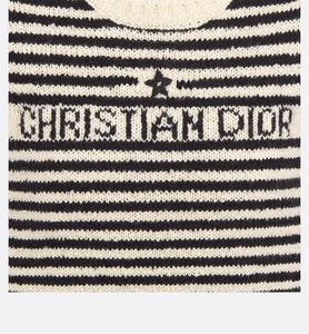 Dior Marinière Short-Sleeved Sweater • Ecru and Black Technical Cotton, Wool and Mohair Knit with Signature
