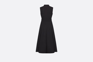 Flared Mid-Length Dress • Black Wool and Silk