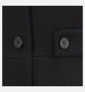 Flared Mid-Length Dress • Black Wool and Silk