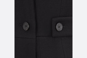 Flared Mid-Length Dress • Black Wool and Silk