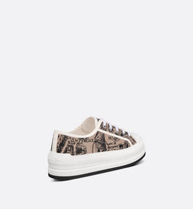 Walk'n'Dior Platform Sneaker • Beige and Black Cotton Embroidered with Plan de Paris Motif