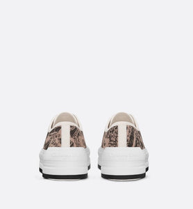 Walk'n'Dior Platform Sneaker • Beige and Black Cotton Embroidered with Plan de Paris Motif