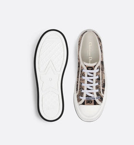 Walk'n'Dior Platform Sneaker • Beige and Black Cotton Embroidered with Plan de Paris Motif