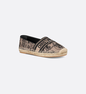 Dior Granville Espadrille • Beige and Black Cotton Embroidered with Plan de Paris Motif