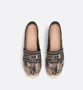 Dior Granville Espadrille • Beige and Black Cotton Embroidered with Plan de Paris Motif