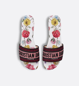 Dway Slide • White Multicolor Florilegio Embroidered Cotton