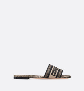 Dway Slide • Beige and Black Cotton Embroidered with Plan de Paris Motif