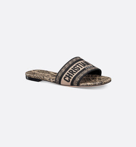 Dway Slide • Beige and Black Cotton Embroidered with Plan de Paris Motif