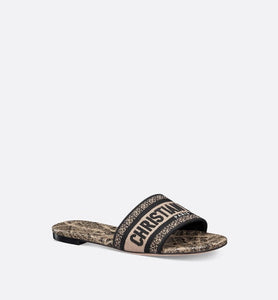 Dway Slide • Beige and Black Cotton Embroidered with Plan de Paris Motif