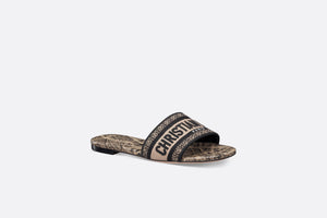 Dway Slide • Beige and Black Cotton Embroidered with Plan de Paris Motif