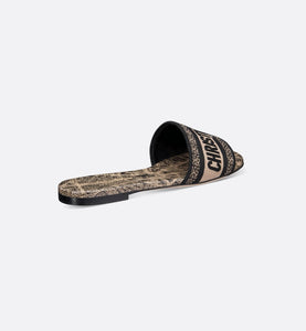 Dway Slide • Beige and Black Cotton Embroidered with Plan de Paris Motif