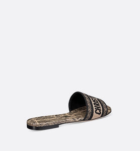 Dway Slide • Beige and Black Cotton Embroidered with Plan de Paris Motif