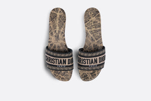 Dway Slide • Beige and Black Cotton Embroidered with Plan de Paris Motif