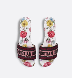 Dway Slide • White Multicolor Florilegio Embroidered Cotton