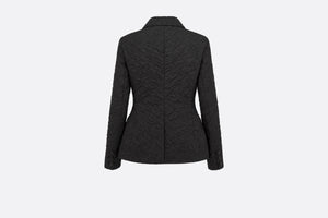 Fitted Jacket • Black Cloqué-Effect Technical Jacquard