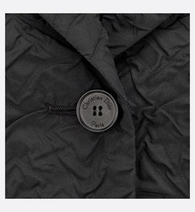 Fitted Jacket • Black Cloqué-Effect Technical Jacquard