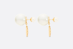 Dior Tribales Earrings • Gold-Finish Metal with White Resin Pearls and Hematite-Colored Crystals