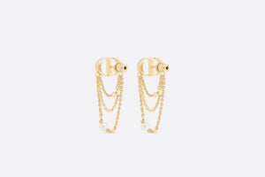 Petit CD Earrings • Gold-Finish Metal with White Resin Pearls and Silver-Tone Crystals