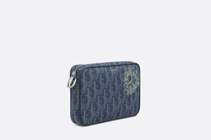 DIOR TEARS Saddle Triple Pouch • Denim Blue Dior Oblique and Peace Sign Dior Tears