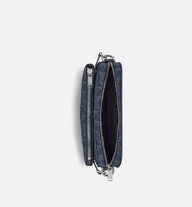 DIOR TEARS Saddle Triple Pouch • Denim Blue Dior Oblique and Peace Sign Dior Tears