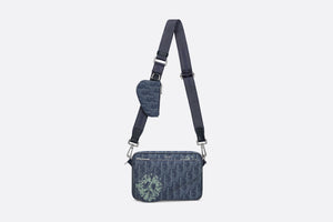 DIOR TEARS Saddle Triple Pouch • Denim Blue Dior Oblique and Peace Sign Dior Tears