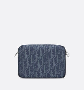 DIOR TEARS Saddle Triple Pouch • Denim Blue Dior Oblique and Peace Sign Dior Tears