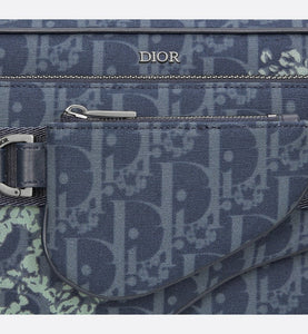DIOR TEARS Saddle Triple Pouch • Denim Blue Dior Oblique and Peace Sign Dior Tears