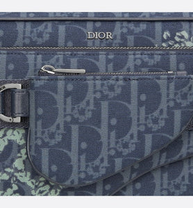 DIOR TEARS Saddle Triple Pouch • Denim Blue Dior Oblique and Peace Sign Dior Tears
