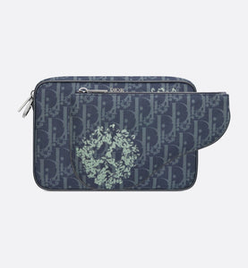 DIOR TEARS Saddle Triple Pouch • Denim Blue Dior Oblique and Peace Sign Dior Tears