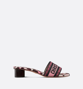 Dway Heeled Slide • Deep Fuchsia Mizza Embroidered Cotton
