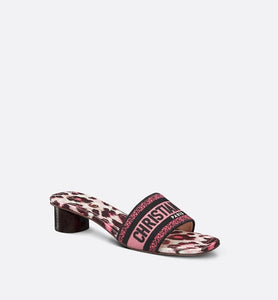 Dway Heeled Slide • Deep Fuchsia Mizza Embroidered Cotton