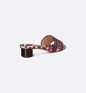 Dway Heeled Slide • Deep Fuchsia Mizza Embroidered Cotton