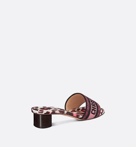 Dway Heeled Slide • Deep Fuchsia Mizza Embroidered Cotton