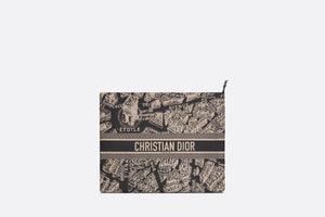 DiorTravel Zipped Pouch • Black and Beige Technical Fabric with Plan de Paris Motif