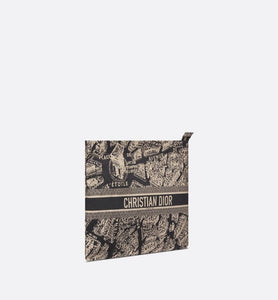 DiorTravel Zipped Pouch • Black and Beige Technical Fabric with Plan de Paris Motif
