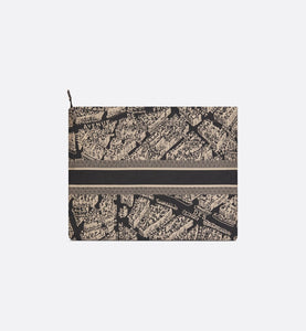 DiorTravel Zipped Pouch • Black and Beige Technical Fabric with Plan de Paris Motif