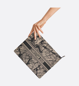 DiorTravel Zipped Pouch • Black and Beige Technical Fabric with Plan de Paris Motif
