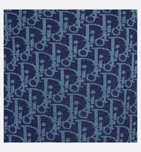 Kid's A-Line Dress • Light Blue and Blue Dior Oblique Jacquard Knit Blend with Metallic Thread