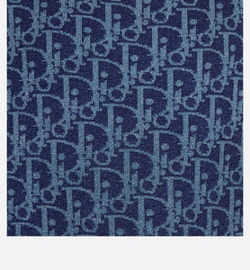 Kid's A-Line Dress • Light Blue and Blue Dior Oblique Jacquard Knit Blend with Metallic Thread