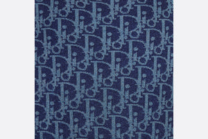 Kid's A-Line Dress • Light Blue and Blue Dior Oblique Jacquard Knit Blend with Metallic Thread