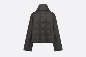 Macrocannage Peacoat with Criss Cross Collar • Black Quilted Technical Taffeta