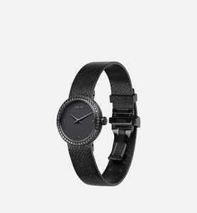 La D de Dior Black Ultramatte • Ø 34 mm, Black Ultramatte Steel and Black Diamonds