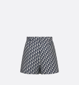 Skort • Blue and Ecru Technical Taffeta Jacquard with Dior Oblique Motif