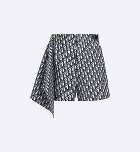 Skort • Blue and Ecru Technical Taffeta Jacquard with Dior Oblique Motif
