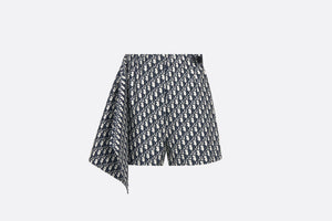 Skort • Blue and Ecru Technical Taffeta Jacquard with Dior Oblique Motif