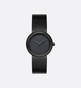 La D de Dior Black Ultramatte • Ø 34 mm, Black Ultramatte Steel and Black Diamonds
