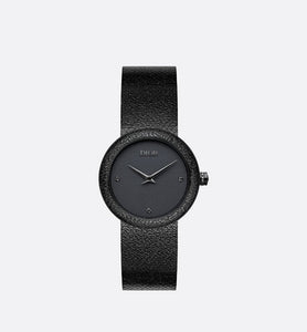 La D de Dior Black Ultramatte • Ø 34 mm, Black Ultramatte Steel and Black Diamonds