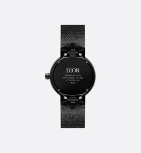La D de Dior Black Ultramatte • Ø 34 mm, Black Ultramatte Steel and Black Diamonds